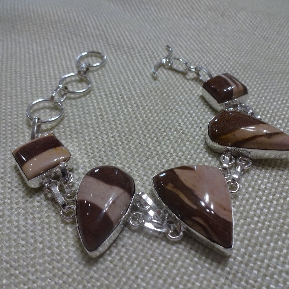 Natural COCONUT JASPER Handmade Sterling 925 Handmade Bracelet #231C